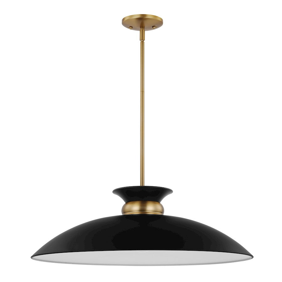 Nuvo Lighting Perkins 1 Light Large Pendant, Black/Burnished Brass - 60-7462