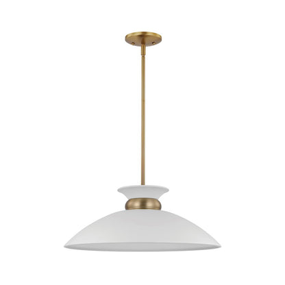 Nuvo Lighting Perkins 1 Light Medium Pendant, White/Burnished Brass - 60-7464