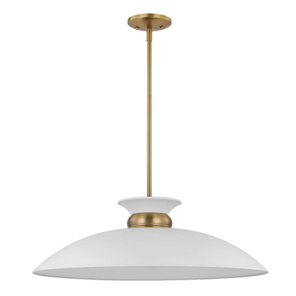 Nuvo Lighting Perkins 1 Light Large Pendant, White/Burnished Brass - 60-7465