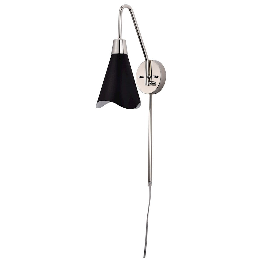 Nuvo Lighting Tango 1 Light Wall Sconce, Black/Polished Nickel - 60-7469