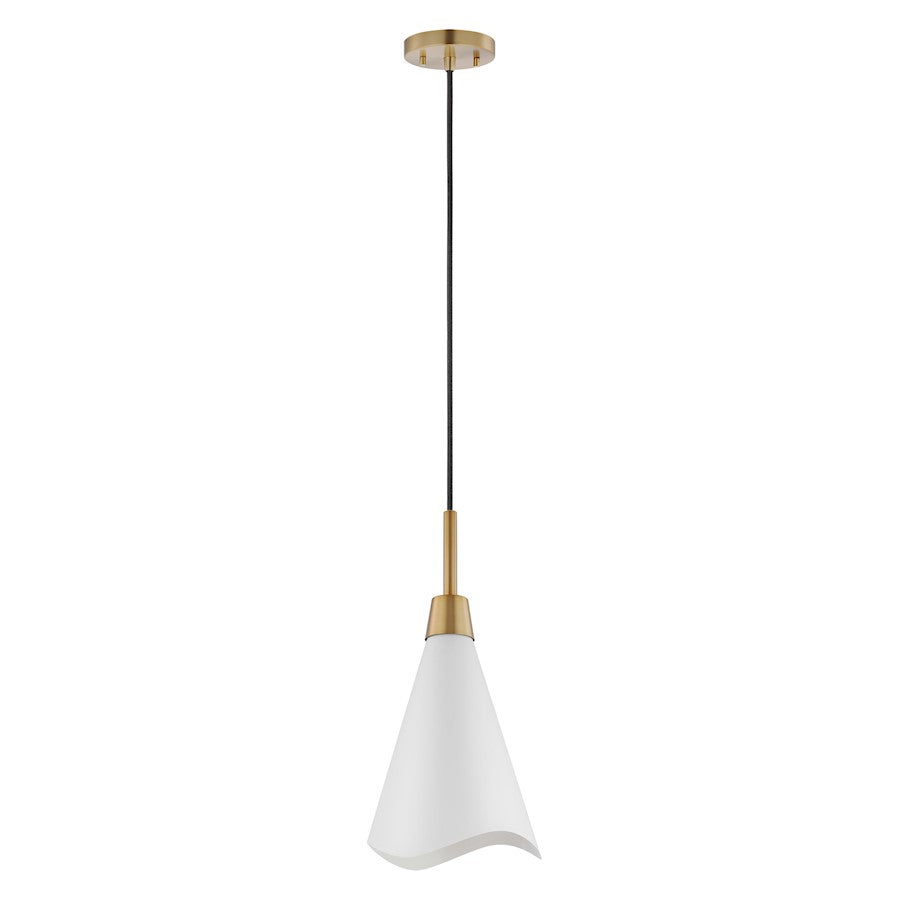 Nuvo Lighting Tango 1 Light Small Pendant, White/Burnished Brass - 60-7471