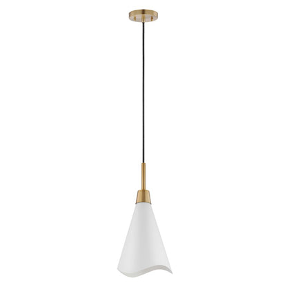 Nuvo Lighting Tango 1 Light Small Pendant, White/Burnished Brass - 60-7471