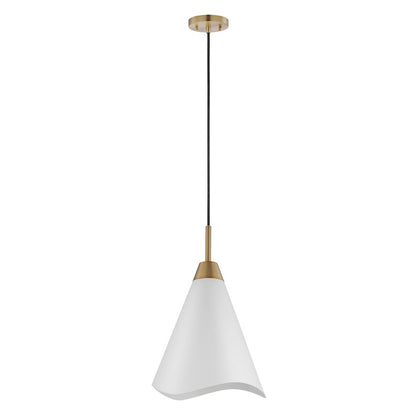 Nuvo Lighting Tango 1 Light Medium Pendant, White/Burnished Brass - 60-7474