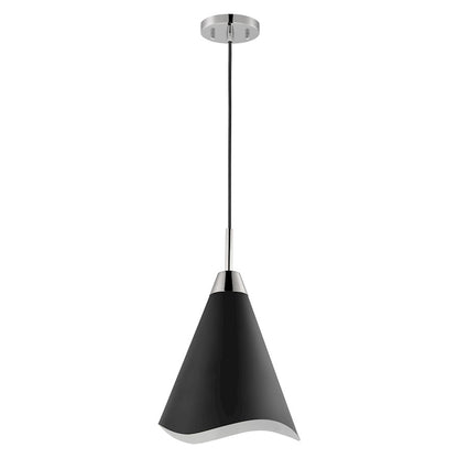 Nuvo Lighting Tango 1 Light Medium Pendant, Black/Polished Nickel - 60-7475