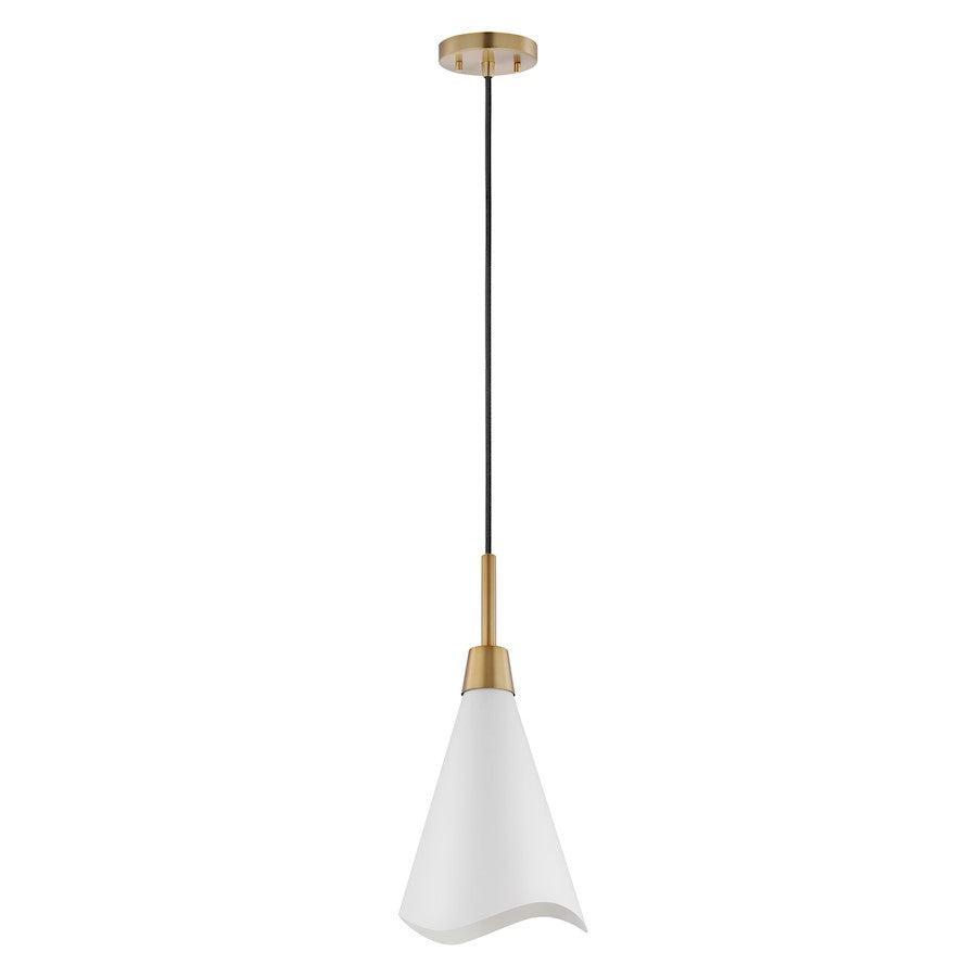 Nuvo Lighting Tango 1 Light Large Pendant, White/Burnished Brass - 60-7477