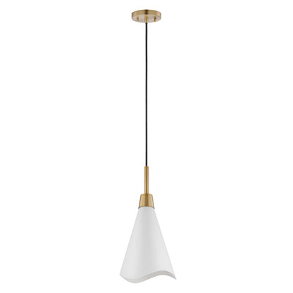 Nuvo Lighting Tango 1 Light Large Pendant, White/Burnished Brass - 60-7477