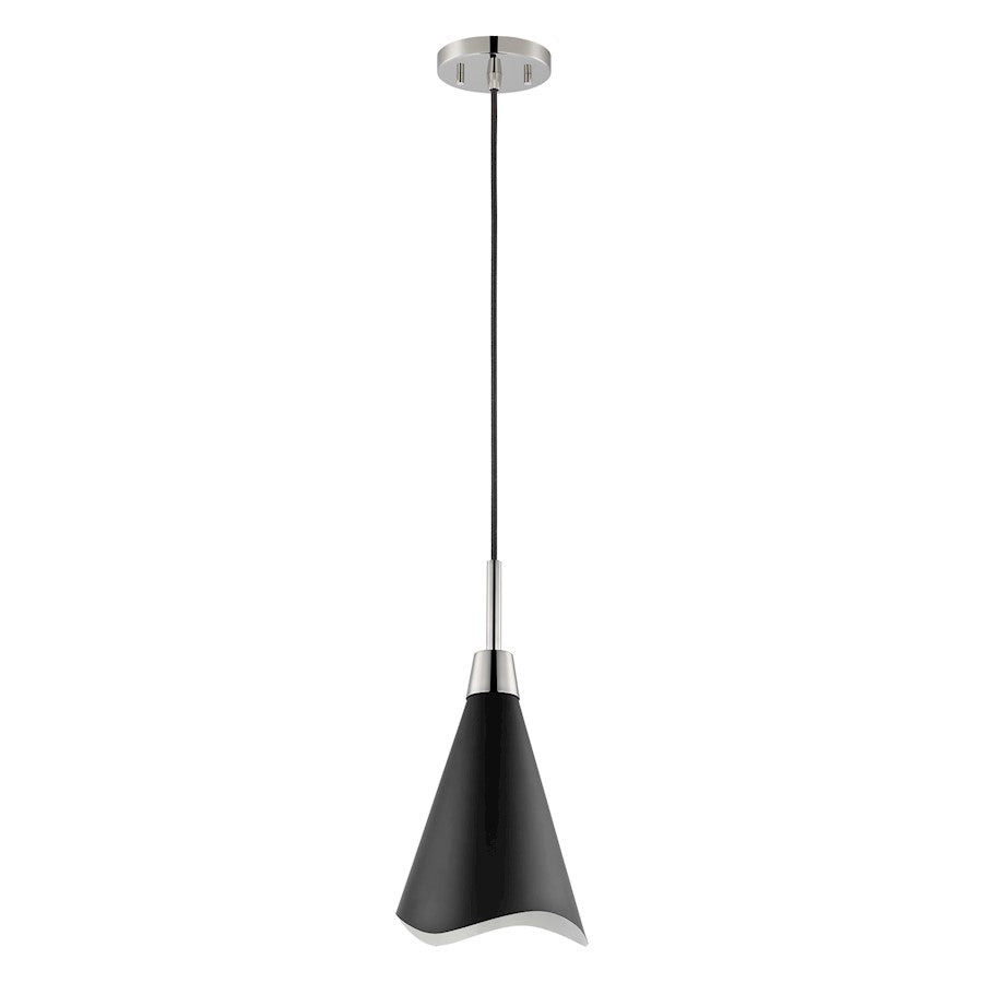 Nuvo Lighting Tango 1 Light Large Pendant, Black/Polished Nickel - 60-7478