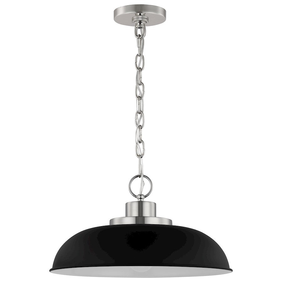 Nuvo Lighting Colony 1 Light Small Pendant, Black/Polished Nickel - 60-7482