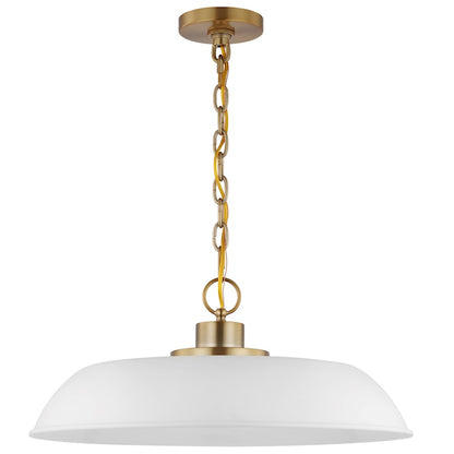 Nuvo Lighting Colony 1 Light Medium Pendant, White/Burnished Brass - 60-7483