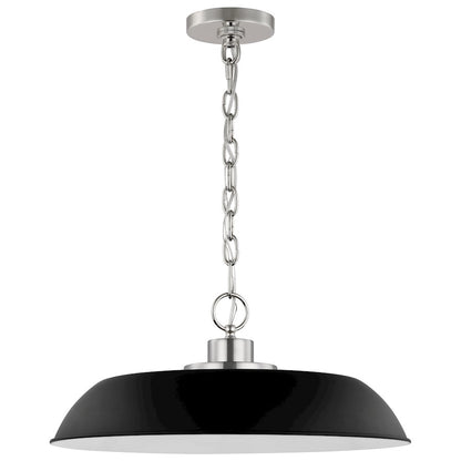 Nuvo Lighting Colony 1 Light Medium Pendant, Black/Polished Nickel - 60-7485