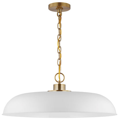 Nuvo Lighting Colony 1 Light Large Pendant, White/Burnished Brass - 60-7486