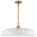 Nuvo Lighting Colony 1 Light Large Pendant, White/Burnished Brass - 60-7486