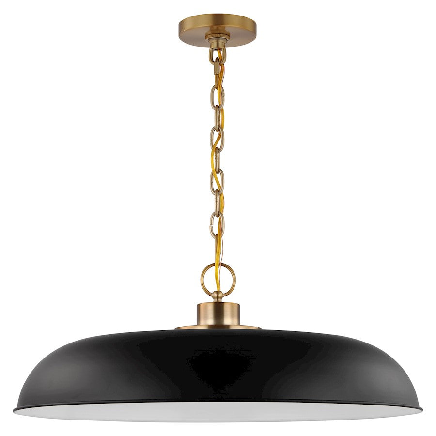 Nuvo Lighting Colony 1 Light Large Pendant, Black/Burnished Brass - 60-7487