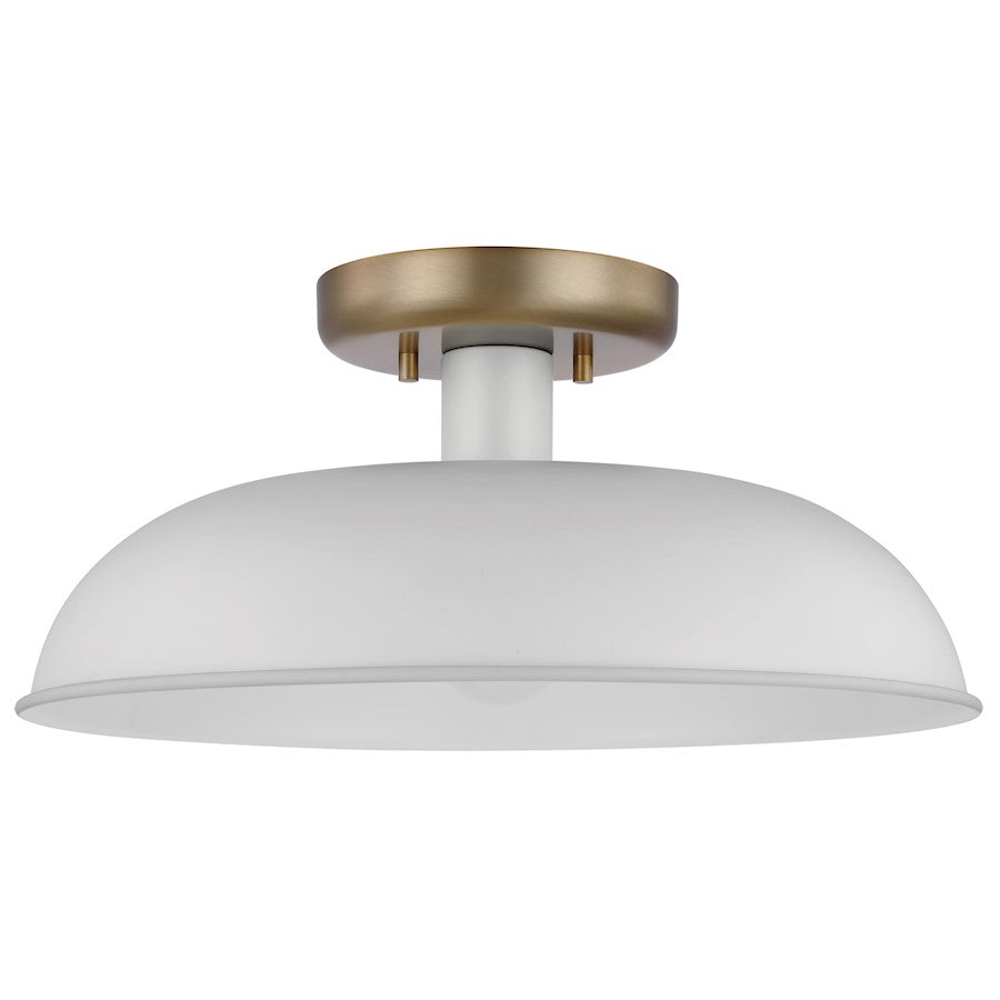 Nuvo Lighting Colony 1 Light Small Flush Mount, White/Burnished Brass - 60-7490