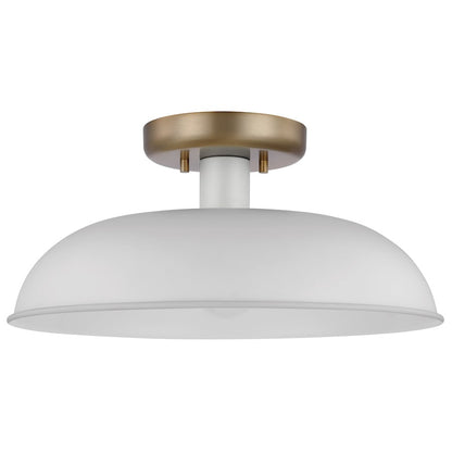 Nuvo Lighting Colony 1 Light Small Flush Mount, White/Burnished Brass - 60-7490