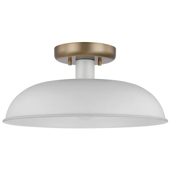 Nuvo Lighting Colony 1 Light Small Flush Mount, White/Burnished Brass - 60-7490