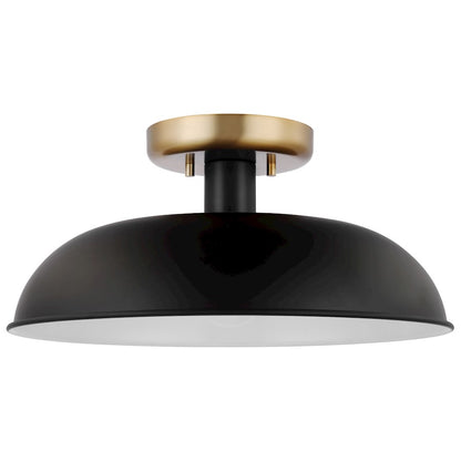 Nuvo Lighting Colony 1 Light Small Flush Mount, Black/Burnished Brass - 60-7491