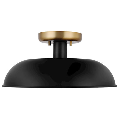 Nuvo Lighting Colony 1 Light Flush Mount, Black/Burnished Brass