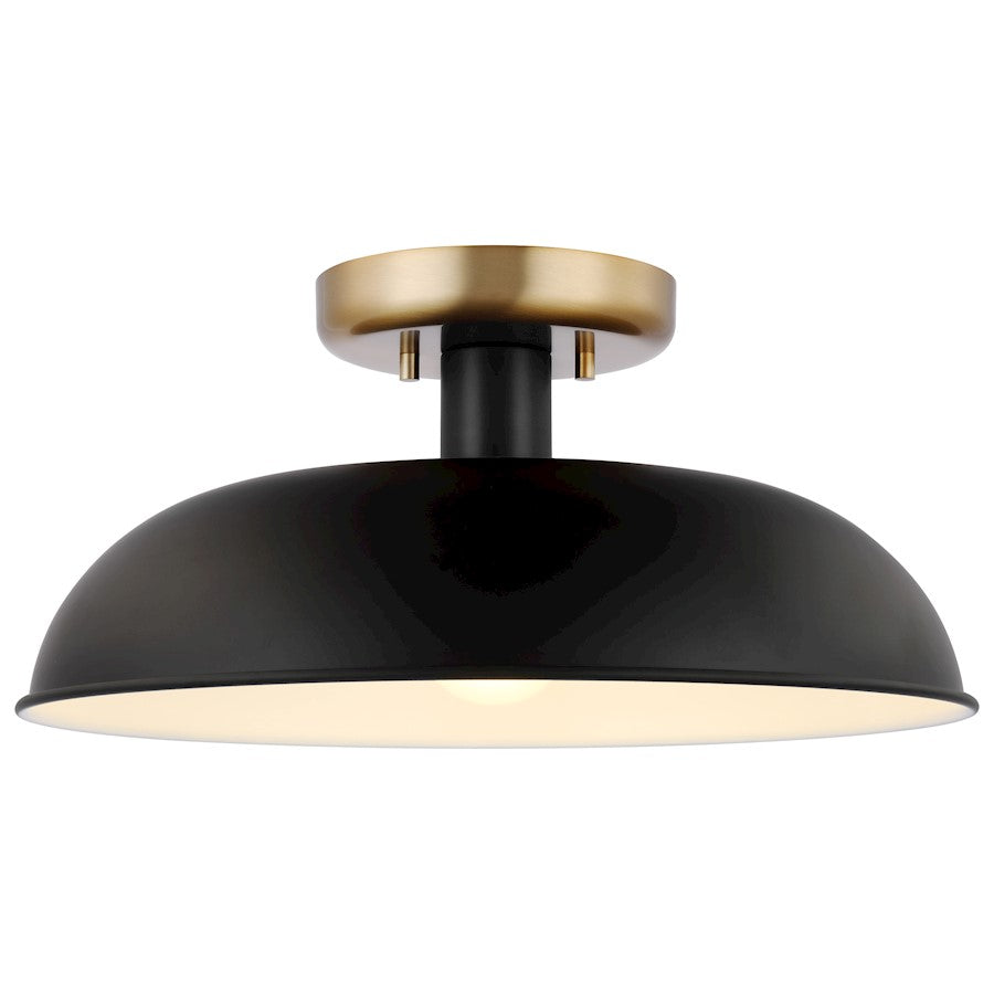 Nuvo Lighting Colony 1 Light Flush Mount, Black/Burnished Brass