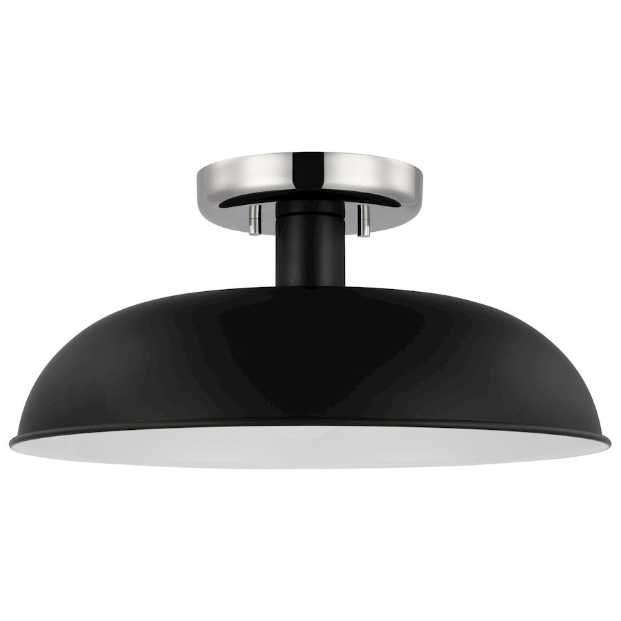 Nuvo Lighting Colony 1 Light Small Flush Mount, Black/Polished Nickel - 60-7492