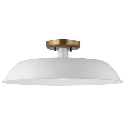 Nuvo Lighting Colony 1 Light Medium Flush Mount, White/Burnished Brass - 60-7493