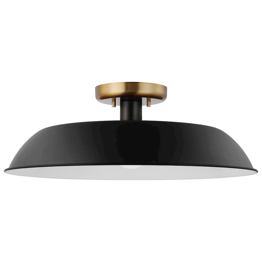 Nuvo Lighting Colony 1 Light Medium Flush Mount, Black/Burnished Brass - 60-7494