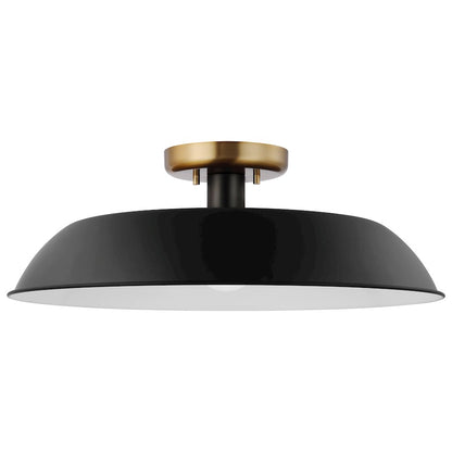 Nuvo Lighting Colony 1 Light Medium Flush Mount, Black/Burnished Brass - 60-7494