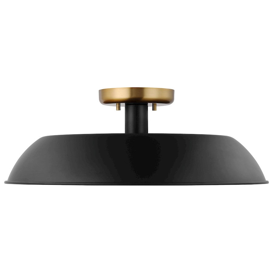 Nuvo Lighting Colony 1 Light Flush Mount, Black/Burnished Brass