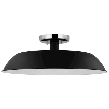 Nuvo Lighting Colony 1 Light Medium Flush Mount, Black/Polished Nickel - 60-7495