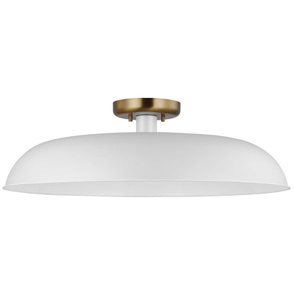 Nuvo Lighting Colony 1 Light Large Flush Mount, White/Burnished Brass - 60-7496