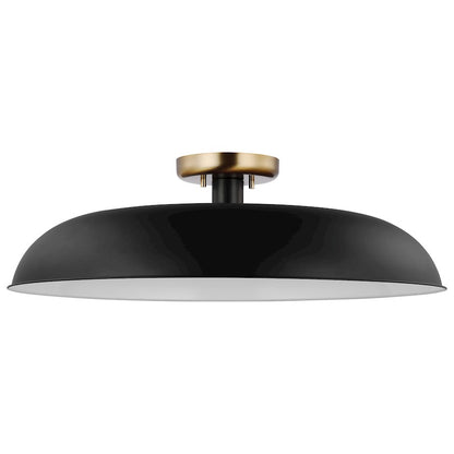 Nuvo Lighting Colony 1 Light Large Flush Mount, Black/Burnished Brass - 60-7497