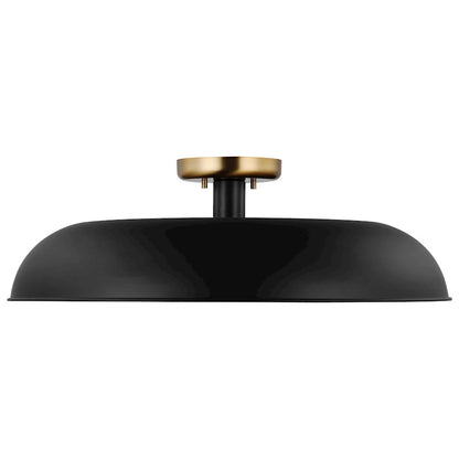 Nuvo Lighting Colony 1 Light Flush Mount, Black/Burnished Brass