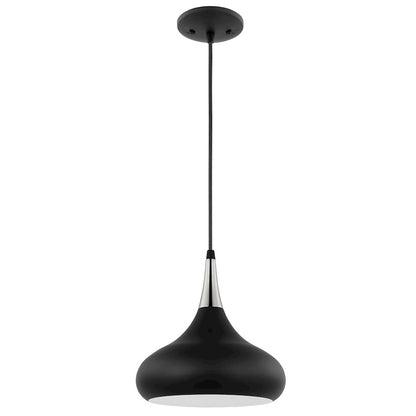 Nuvo Lighting Phoenix 1 Light Small Pendant, Black/Polished Nickel - 60-7510