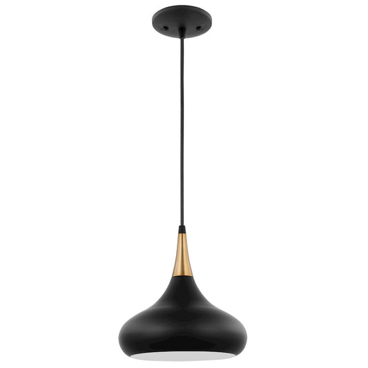 Nuvo Lighting Phoenix 1 Light Small Pendant, Black/Burnished Brass - 60-7511