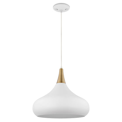 Nuvo Lighting Phoenix 1 Light Large Pendant, White/Burnished Brass - 60-7518