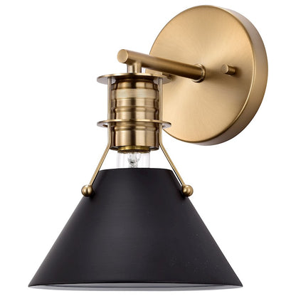 Nuvo Lighting Outpost 1 Light Wall Sconce, Black/Burnished Brass - 60-7519