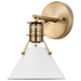 Nuvo Lighting Outpost 1 Light Wall Sconce, White/Burnished Brass - 60-7520