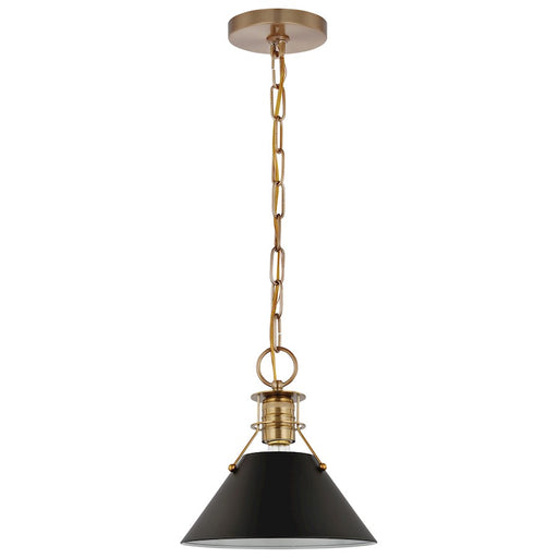 Nuvo Lighting Outpost 1 Light Small Pendant, Black/Burnished Brass - 60-7521