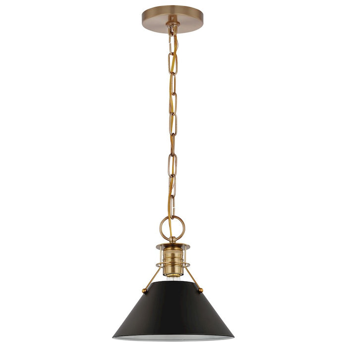Nuvo Lighting Outpost 1 Light Small Pendant, Black/Burnished Brass - 60-7521