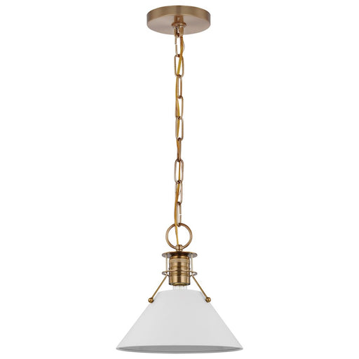 Nuvo Lighting Outpost 1 Light Small Pendant, White/Burnished Brass - 60-7522