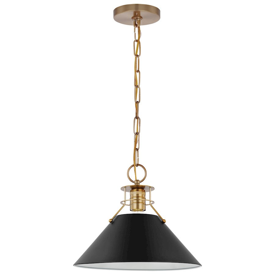 Nuvo Lighting Outpost 1 Light Medium Pendant, Black/Burnished Brass - 60-7523