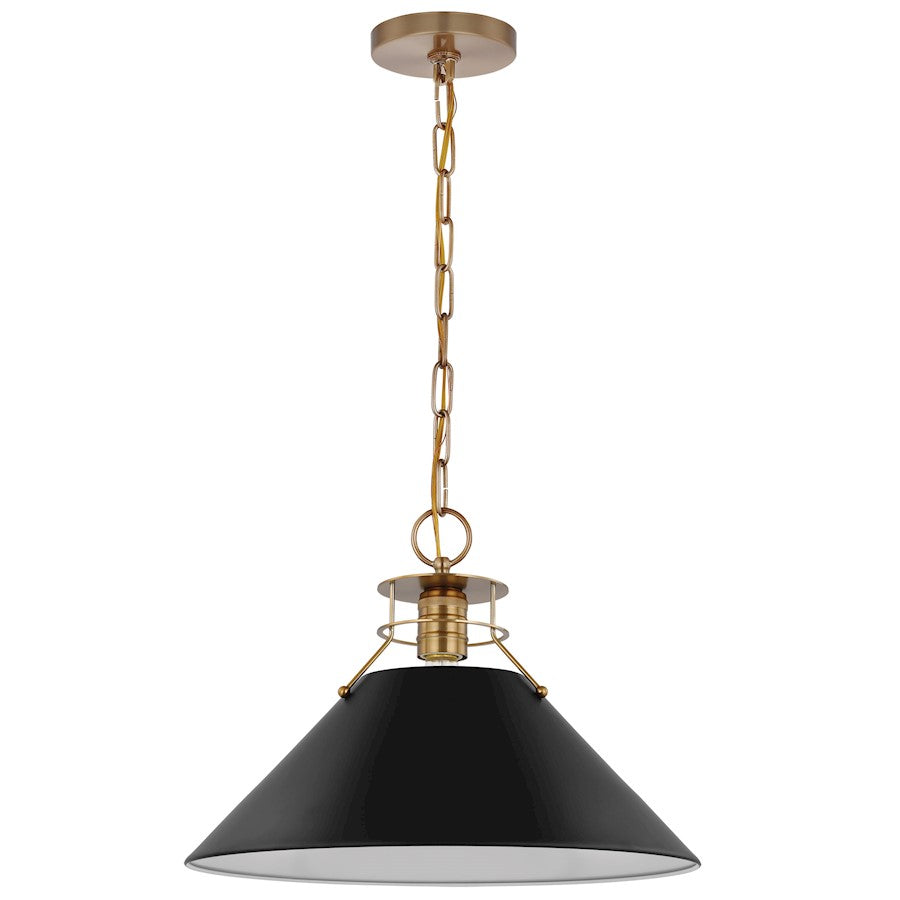 Nuvo Lighting Outpost 1 Light Large Pendant, Black/Burnished Brass - 60-7525