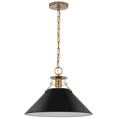 Nuvo Lighting Outpost 1 Light Large Pendant, Black/Burnished Brass - 60-7525