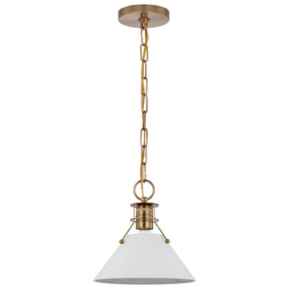 Nuvo Lighting Outpost 1 Light Large Pendant, White/Burnished Brass - 60-7526