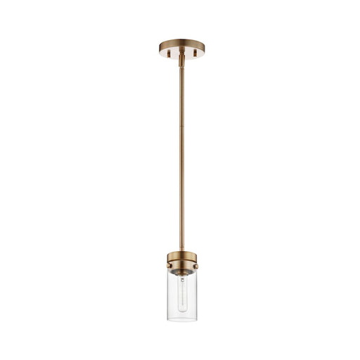 Nuvo Lighting Intersection 1 Light Mini Pendant, Burnished Brass/Clear - 60-7529