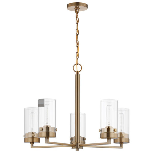 Nuvo Lighting Intersection 5 Light Chandelier, Burnished Brass/Clear - 60-7535