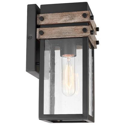 Homestead 1 Light Wall Lantern, Black/Clear Seeded