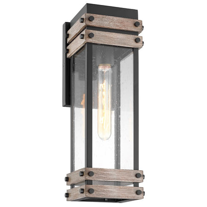 Homestead 1 Light Wall Lantern, Black/Clear Seeded