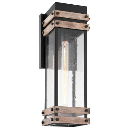 Homestead 1 Light Wall Lantern, Black/Clear Seeded