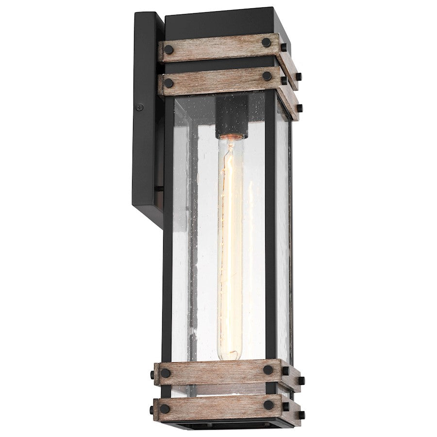 Homestead 1 Light Wall Lantern, Black/Clear Seeded